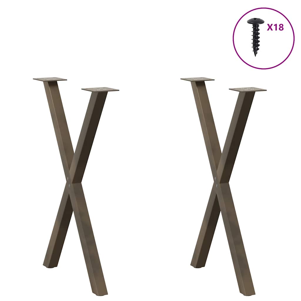 Spisebordsben X-formet 2 Stk. Naturstål 57 X (72-73) Cm Stål - Billede 3