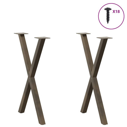 Spisebordsben X-formet 2 Stk. Naturstål 57 X (72-73) Cm Stål - Billede 3