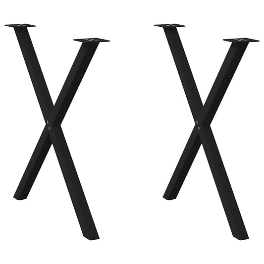 Spisebordsben X-Formet 2 Stk. 70X(72-73) Cm Stål Sort