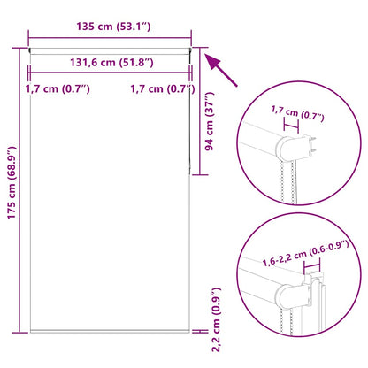 Rullegardin Mørklægning 135x175 Cm Stofbredde 131,6cm Polyester - Billede 18