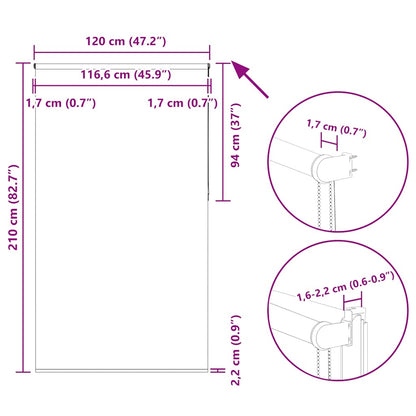 Rullegardin Mørklægning 120x210 Cm Stofbredde 116,6cm Polyester - Billede 18