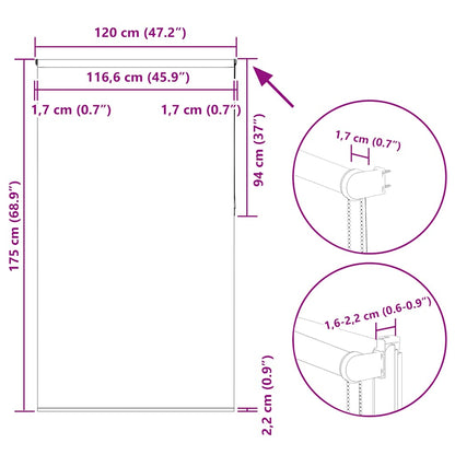 Rullegardin Mørklægning 120x175 Cm Stofbredde 116,6cm Polyester - Billede 18