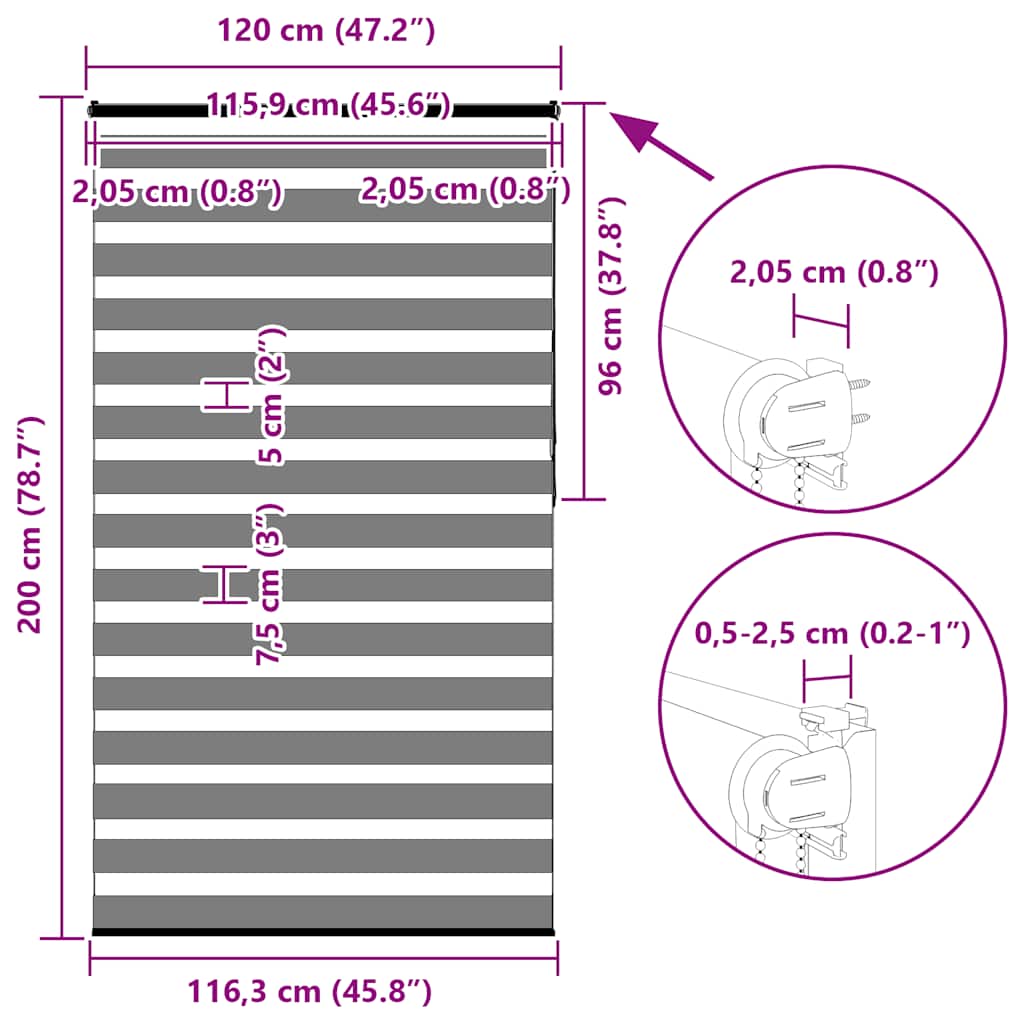 Zebragardin Mørkegrå 120x200 Cm Stofbredde 115,9 Cm Polyester - Billede 16
