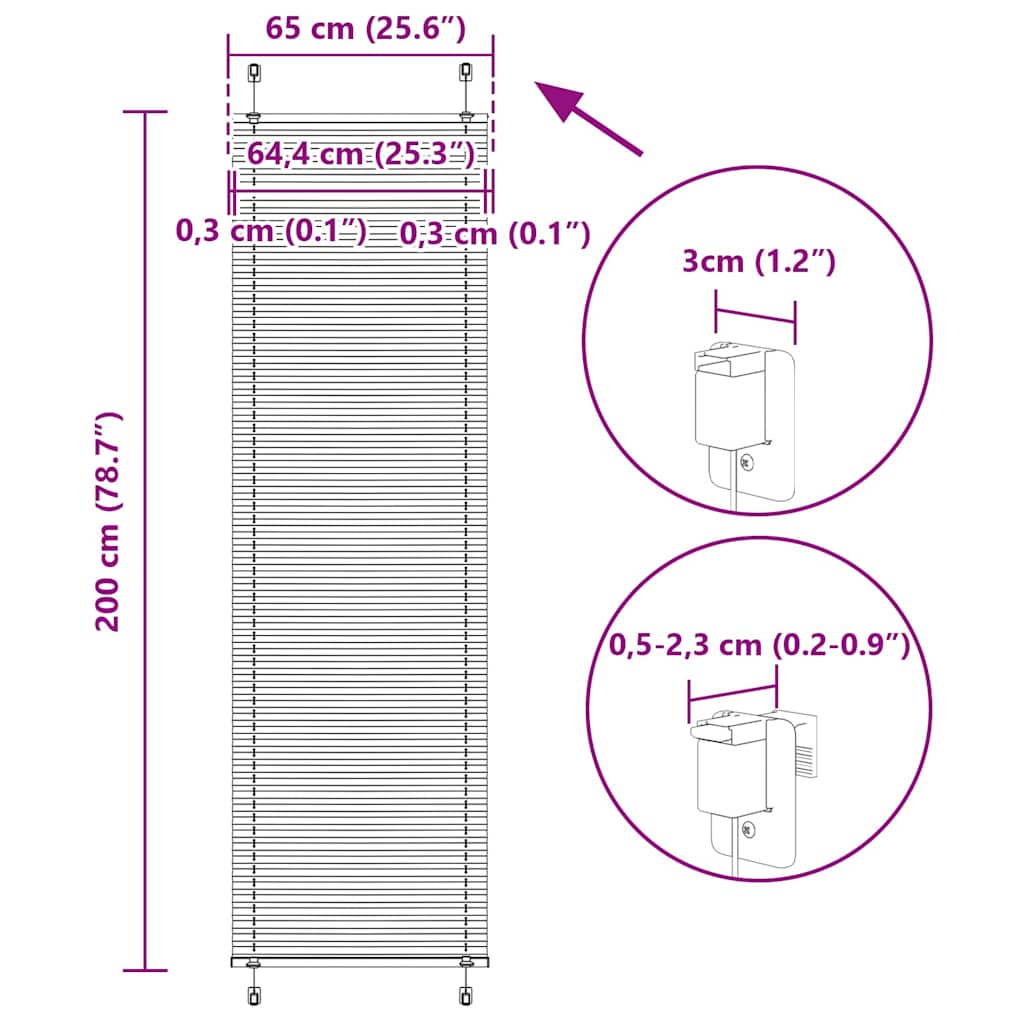 Plisségardin 65x200 Cm Stofbredde 64,4 Cm Polyester - Billede 14