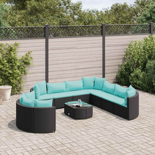 Sofasæt Til Haven 10 Dele Med Hynder Polyrattan Sort