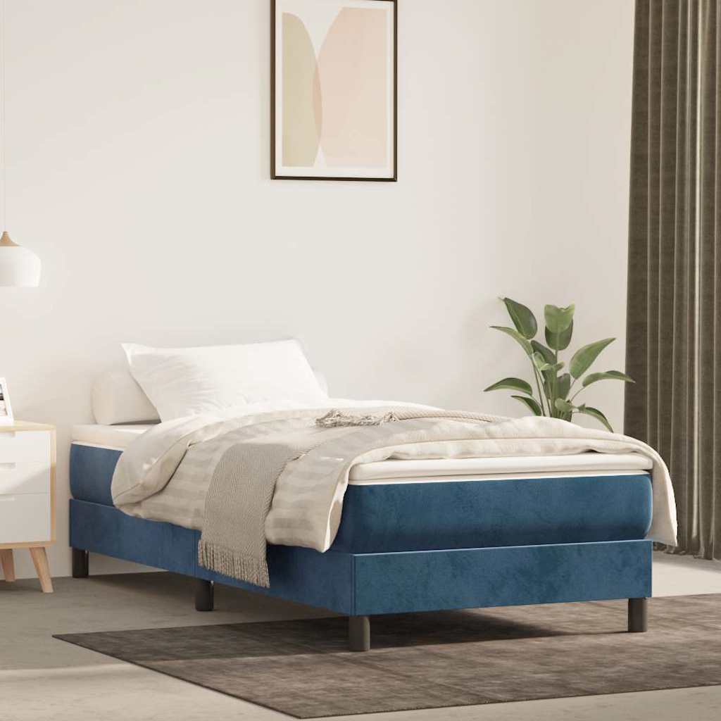 Springmadras Med Pocketfjedre 80X200X20 Cm Fløjl Mørkeblå