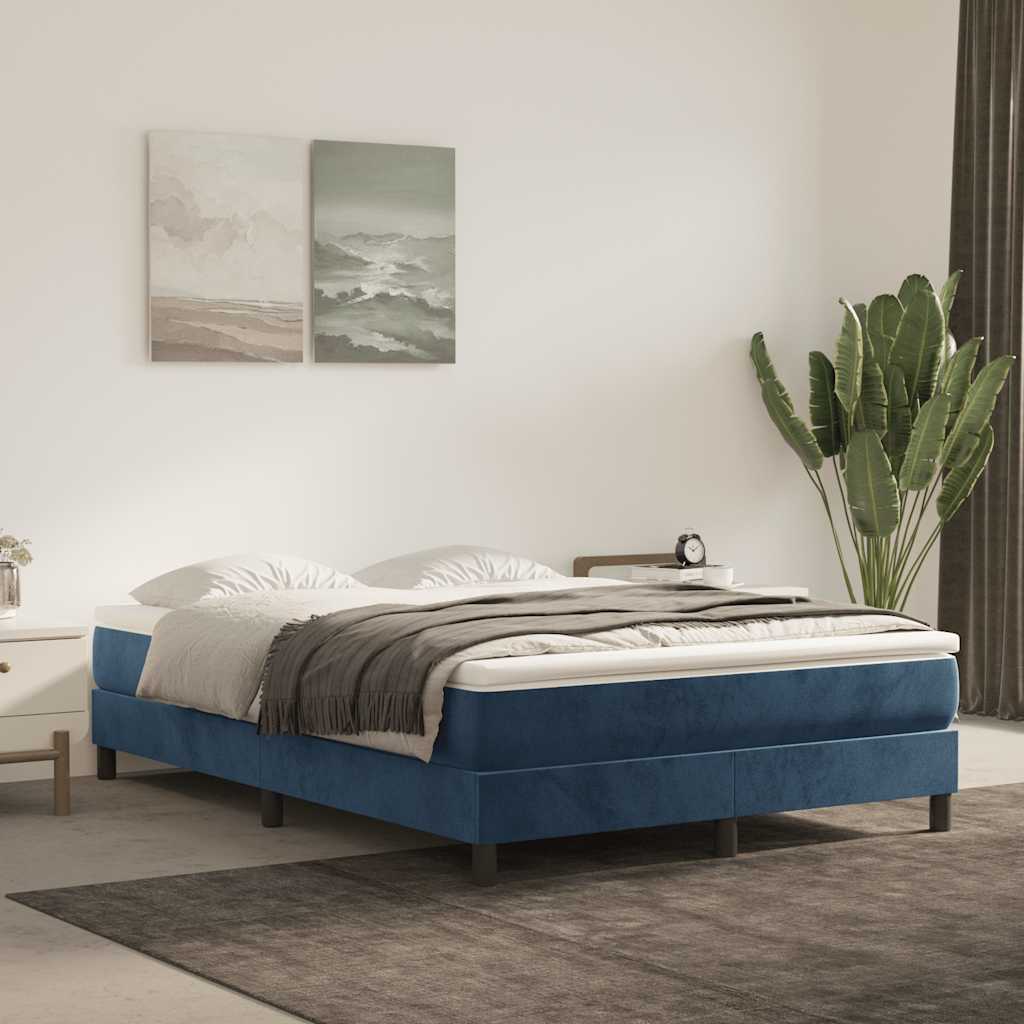 Springmadras Med Pocketfjedre 80X200X20 Cm Fløjl Mørkeblå