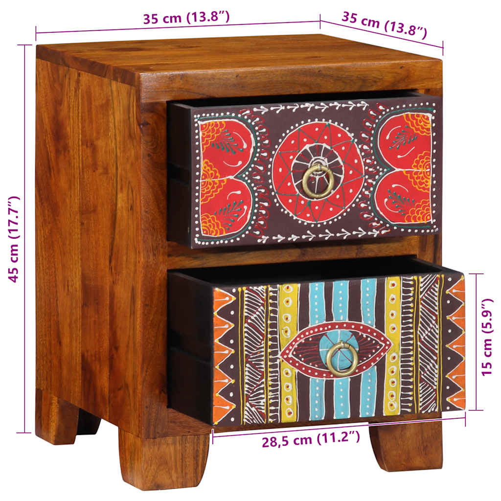 Sengeborde 2 Stk. 35x35x45 Cm Massivt Akacietræ - Billede 9
