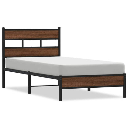 Sengeramme 90x200 Cm Uden Madras Konstrueret Træ Brunt Eg - Billede 2