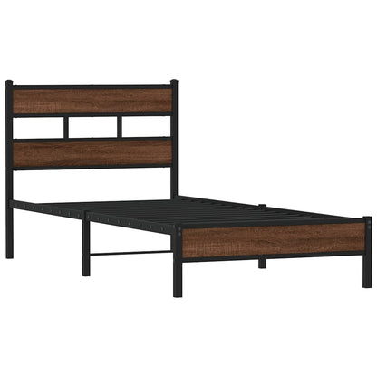 Sengeramme 90x200 Cm Uden Madras Konstrueret Træ Brunt Eg - Billede 3