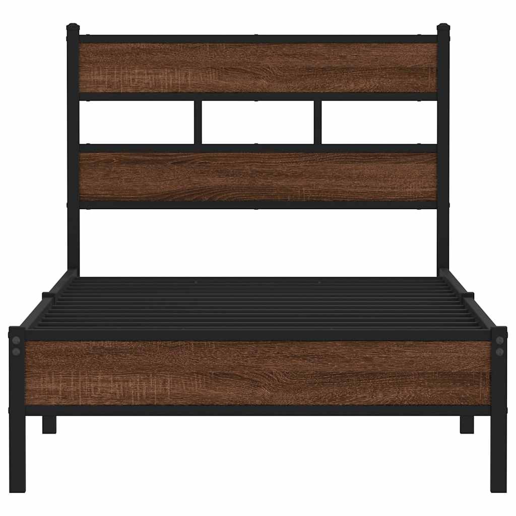 Sengeramme 90x200 Cm Uden Madras Konstrueret Træ Brunt Eg - Billede 4