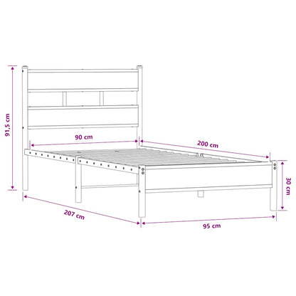Sengeramme 90x200 Cm Uden Madras Konstrueret Træ Brunt Eg - Billede 9
