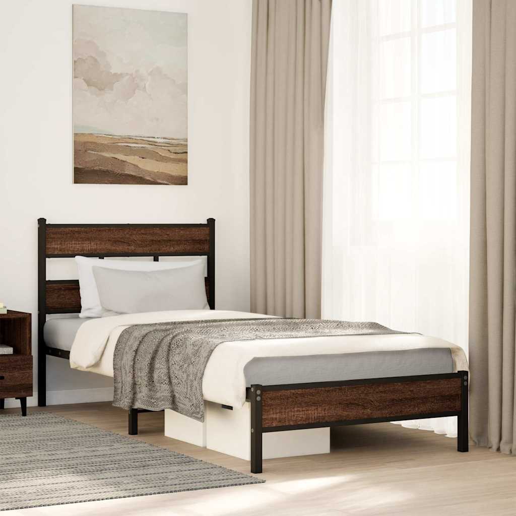 Sengeramme 90x200 Cm Uden Madras Konstrueret Træ Brunt Eg - Hovedbillede