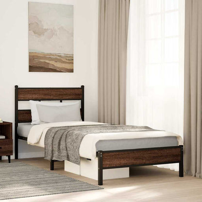 Sengeramme 90x200 Cm Uden Madras Konstrueret Træ Brunt Eg - Hovedbillede