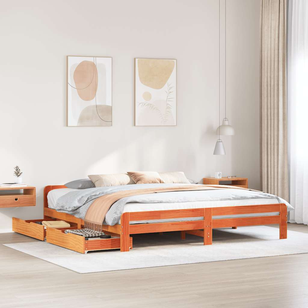 Sengeramme Uden Madras Massivt Fyrretræ Gyldenbrun - Variant 3309028
