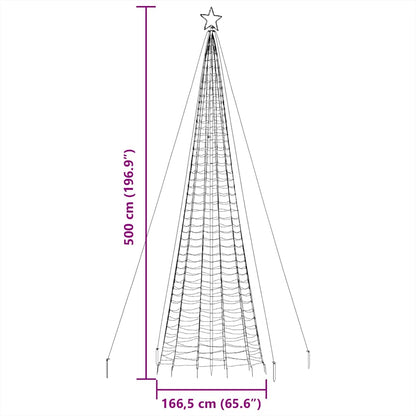 LED-juletræ Med Spyd 1534 LED'er 500 Cm Blåt Lys - Billede 15