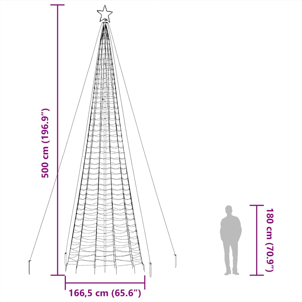 LED-juletræ Med Spyd 1534 LED'er 500 Cm Blåt Lys - Billede 18
