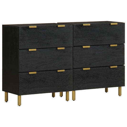 Skænke 2 Stk. 60X33X75 Cm Konstrueret Træ Sort Antracitgrå