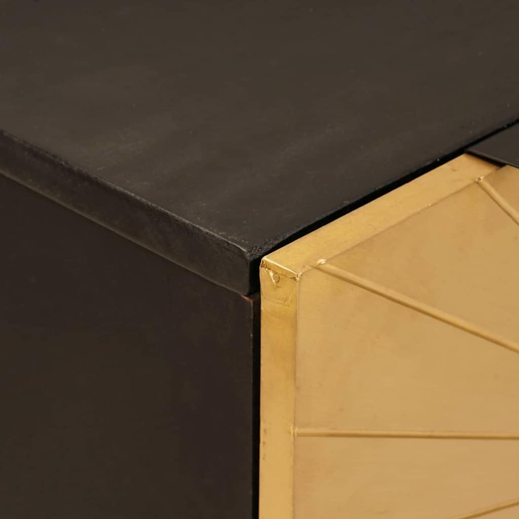 Sideboard 2 Pcs Sort Og Guld 60 X 33 X 75 Cm Massivt Mangotræ - Billede 7