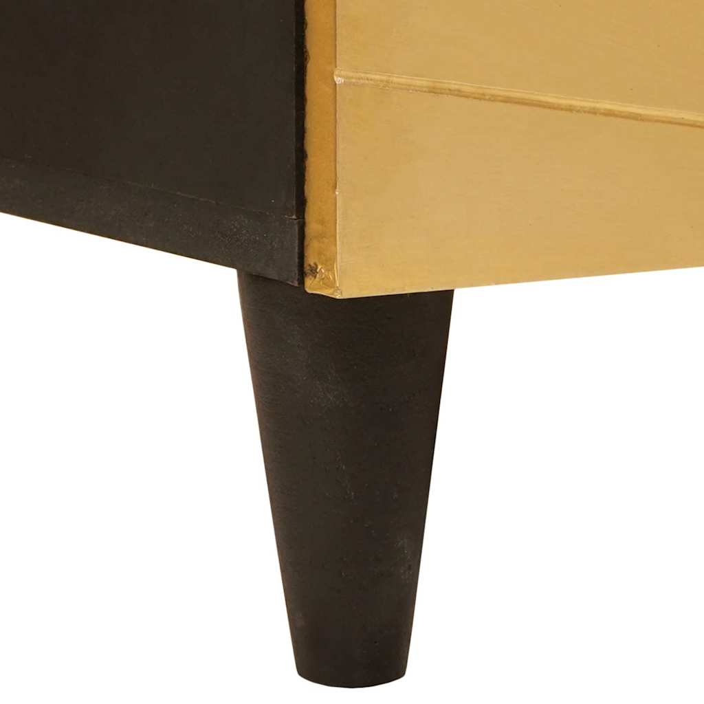 Sideboard 2 Pcs Sort Og Guld 60 X 33 X 75 Cm Massivt Mangotræ - Billede 9