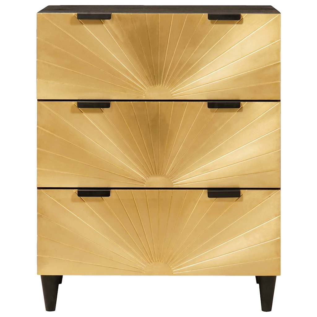 Sideboard 2 Pcs Sort Og Guld 60 X 33 X 75 Cm Massivt Mangotræ - Billede 4
