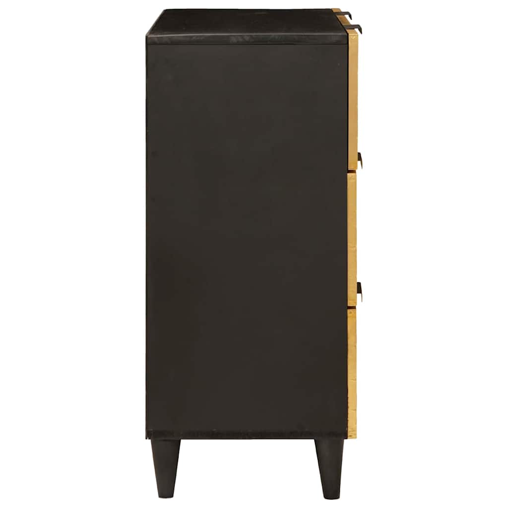 Sideboard 2 Pcs Sort Og Guld 60 X 33 X 75 Cm Massivt Mangotræ - Billede 5