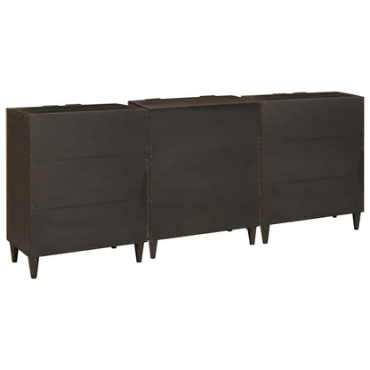 Sideboard 3 Pcs Sort Og Guld 60 X 33 X 75 Cm Massivt Mangotræ - Billede 6