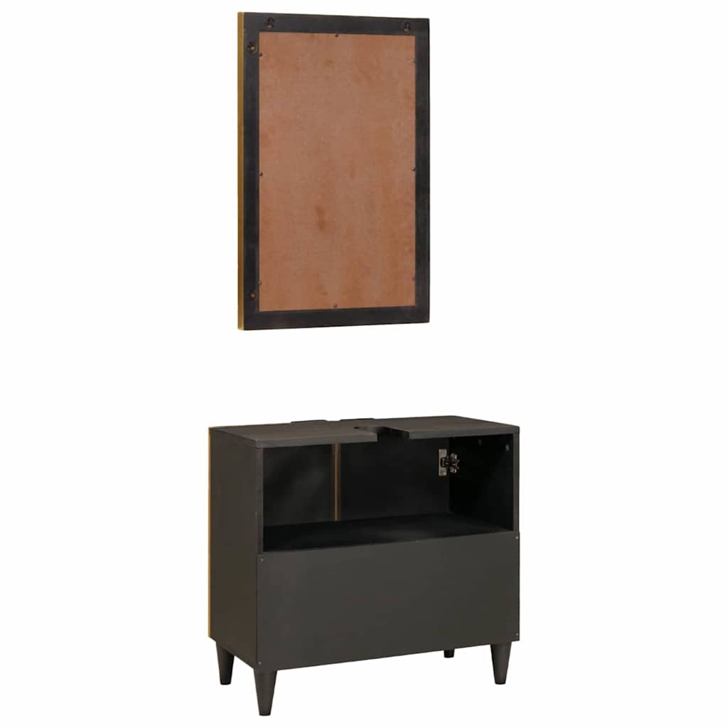 Badeværelsesmøbelsæt Med Dør 2 Pcs Sort Og Guld 62 X 33 X 58 Cm - Billede 6