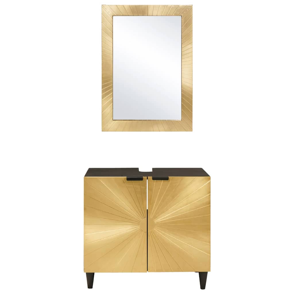 Badeværelsesmøbelsæt Med Dør 2 Pcs Sort Og Guld 62 X 33 X 58 Cm - Billede 5