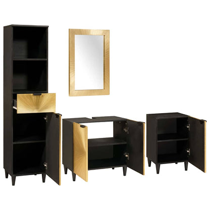 Badeværelsesmøbelsæt 4 Pcs Sort Og Guld 38 X 33 X 160 Cm - Billede 2