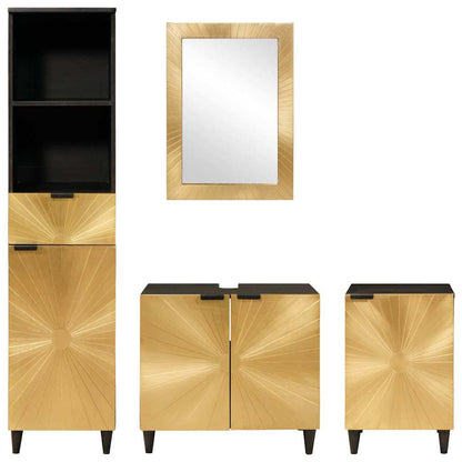 Badeværelsesmøbelsæt 4 Pcs Sort Og Guld 38 X 33 X 160 Cm - Billede 7