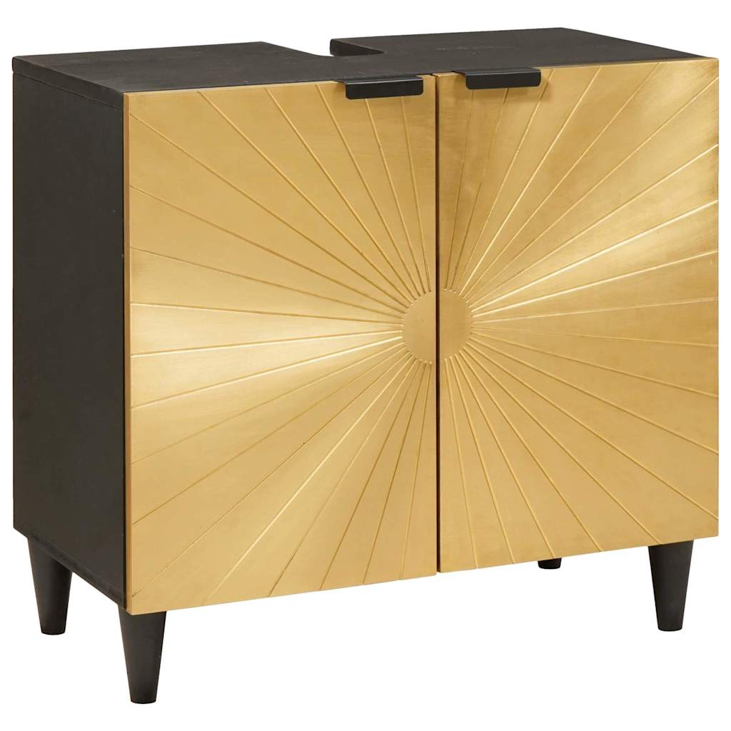 Badeværelsesmøbelsæt 5 Pcs Sort Og Guld 38 X 33 X 160 Cm - Billede 3