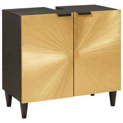 Badeværelsesmøbelsæt 5 Pcs Sort Og Guld 38 X 33 X 160 Cm - Billede 3