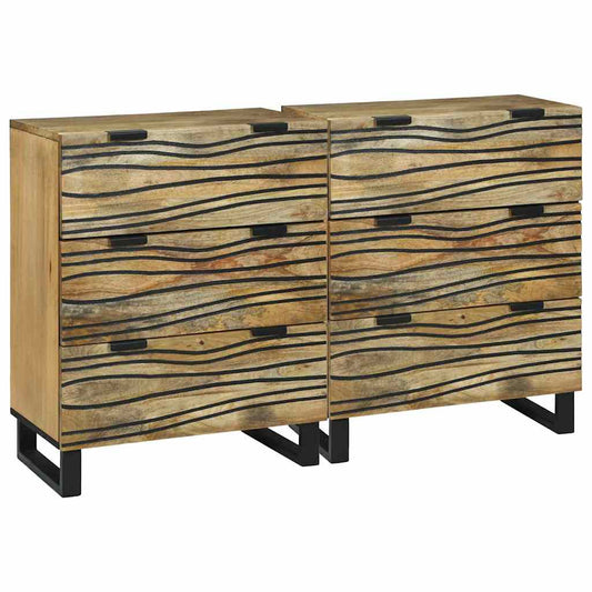 Sideboards 2 Pcs Brun 60 X 33.5 X 75 Cm Massivt Mangotræ - Hovedbillede