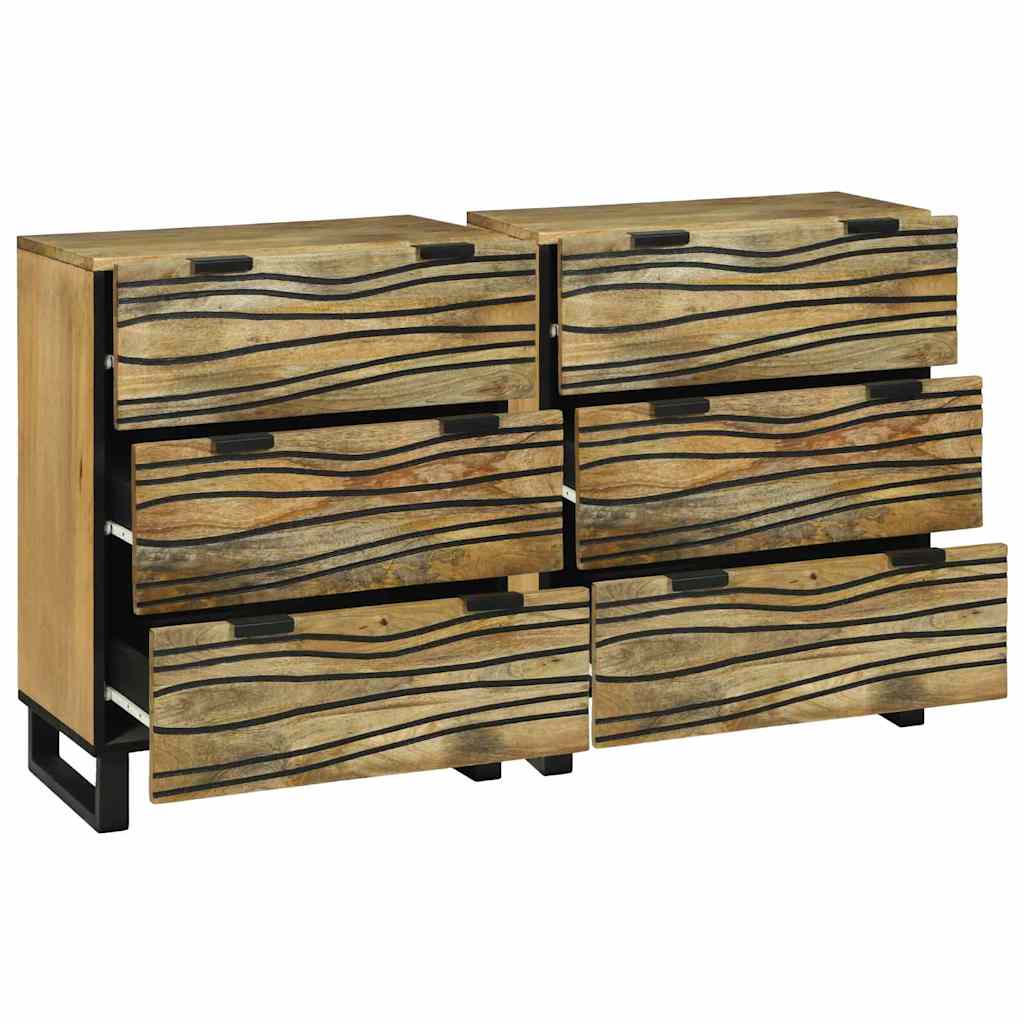 Sideboards 2 Pcs Brun 60 X 33.5 X 75 Cm Massivt Mangotræ - Billede 2