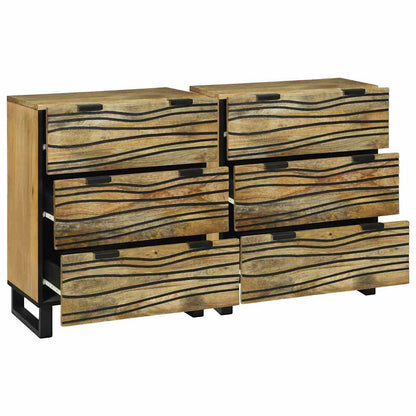 Sideboards 2 Pcs Brun 60 X 33.5 X 75 Cm Massivt Mangotræ - Billede 2