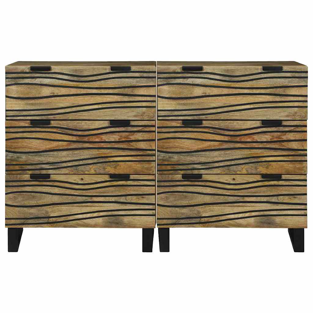 Sideboards 2 Pcs Brun 60 X 33.5 X 75 Cm Massivt Mangotræ - Billede 3
