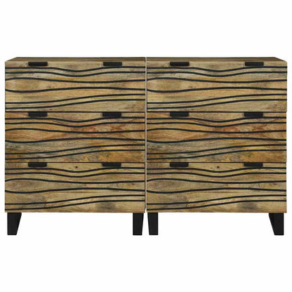 Sideboards 2 Pcs Brun 60 X 33.5 X 75 Cm Massivt Mangotræ - Billede 3