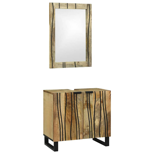 Badeværelsesmøbel Sæt Med Hylde 2 Pcs Brun 62 X 33 X 58 Cm - Hovedbillede