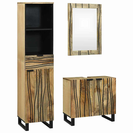 Badeværelsesmøbel Sæt Med Skuffe 3 Pcs Brun 38 X 33 X 160 Cm - Hovedbillede