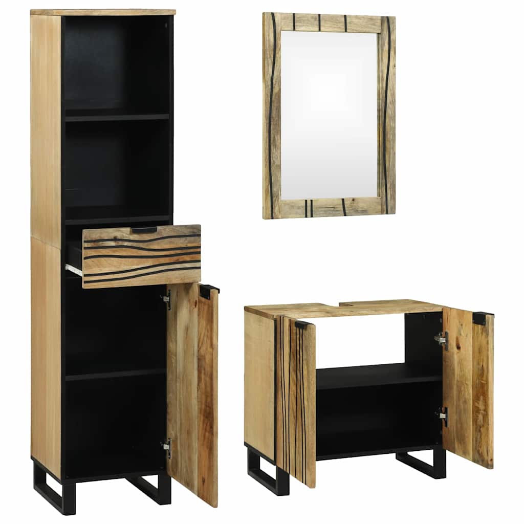 Badeværelsesmøbel Sæt Med Skuffe 3 Pcs Brun 38 X 33 X 160 Cm - Billede 2
