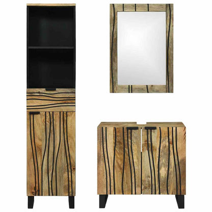 Badeværelsesmøbel Sæt Med Skuffe 3 Pcs Brun 38 X 33 X 160 Cm - Billede 6