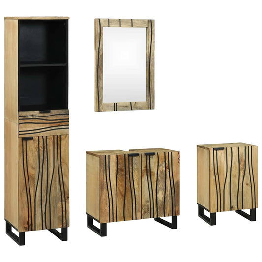 Badeværelsesmøbel Sæt Med Skuffe 4 Pcs Brun 38 X 33 X 160 Cm - Hovedbillede