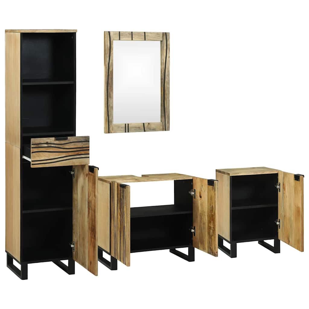 Badeværelsesmøbel Sæt Med Skuffe 4 Pcs Brun 38 X 33 X 160 Cm - Billede 2