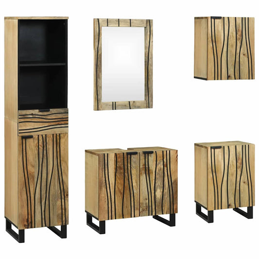 Badeværelsesmøbel Sæt Med Skuffe 5 Pcs Brun 38 X 33 X 160 Cm - Hovedbillede