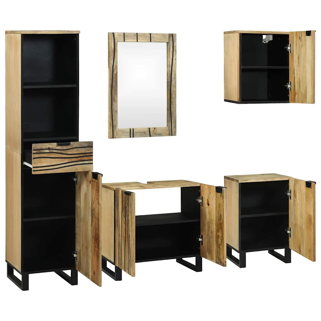 Badeværelsesmøbel Sæt Med Skuffe 5 Pcs Brun 38 X 33 X 160 Cm - Billede 2