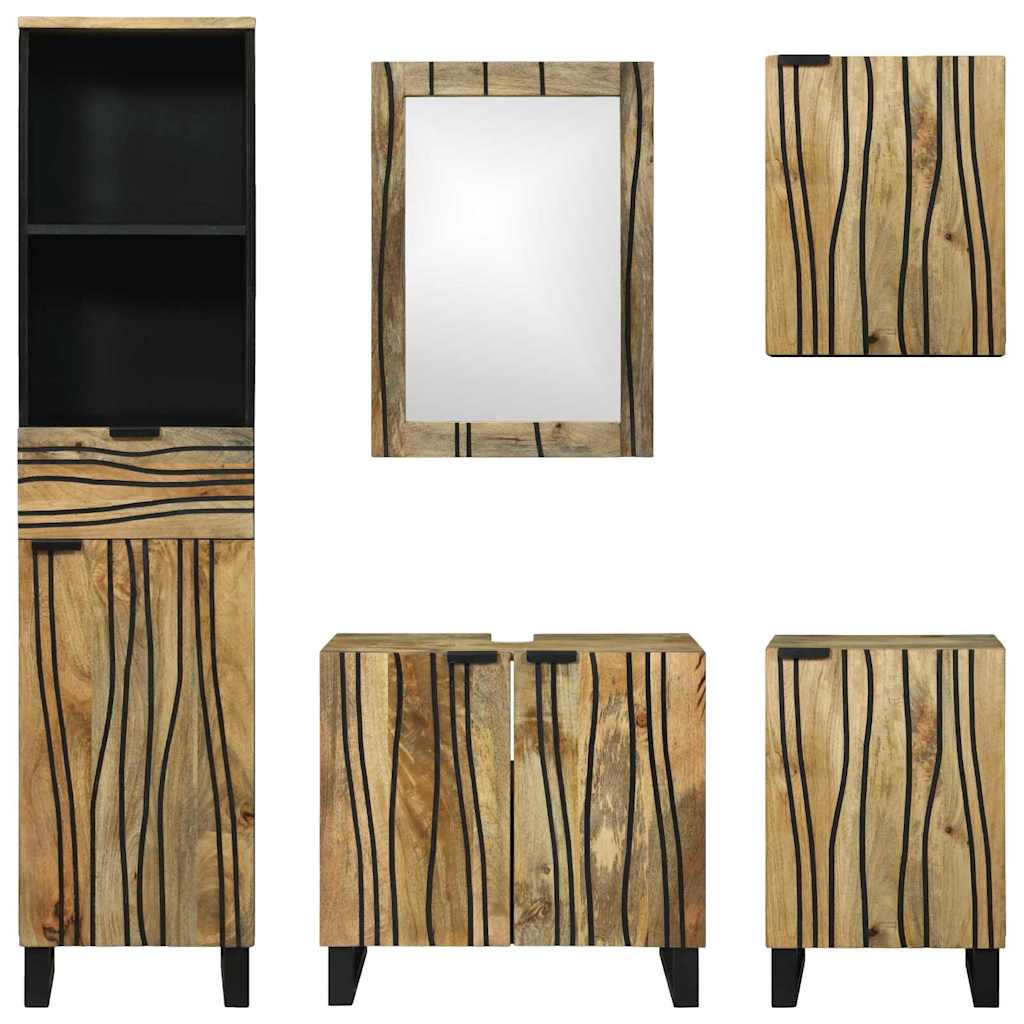 Badeværelsesmøbel Sæt Med Skuffe 5 Pcs Brun 38 X 33 X 160 Cm - Billede 8