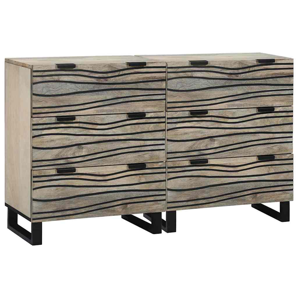 Sideboards 2 Pcs Hvid 60 X 33.5 X 75 Cm Massivt Mangotræ - Hovedbillede