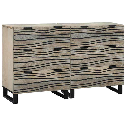 Sideboards 2 Pcs Hvid 60 X 33.5 X 75 Cm Massivt Mangotræ - Hovedbillede