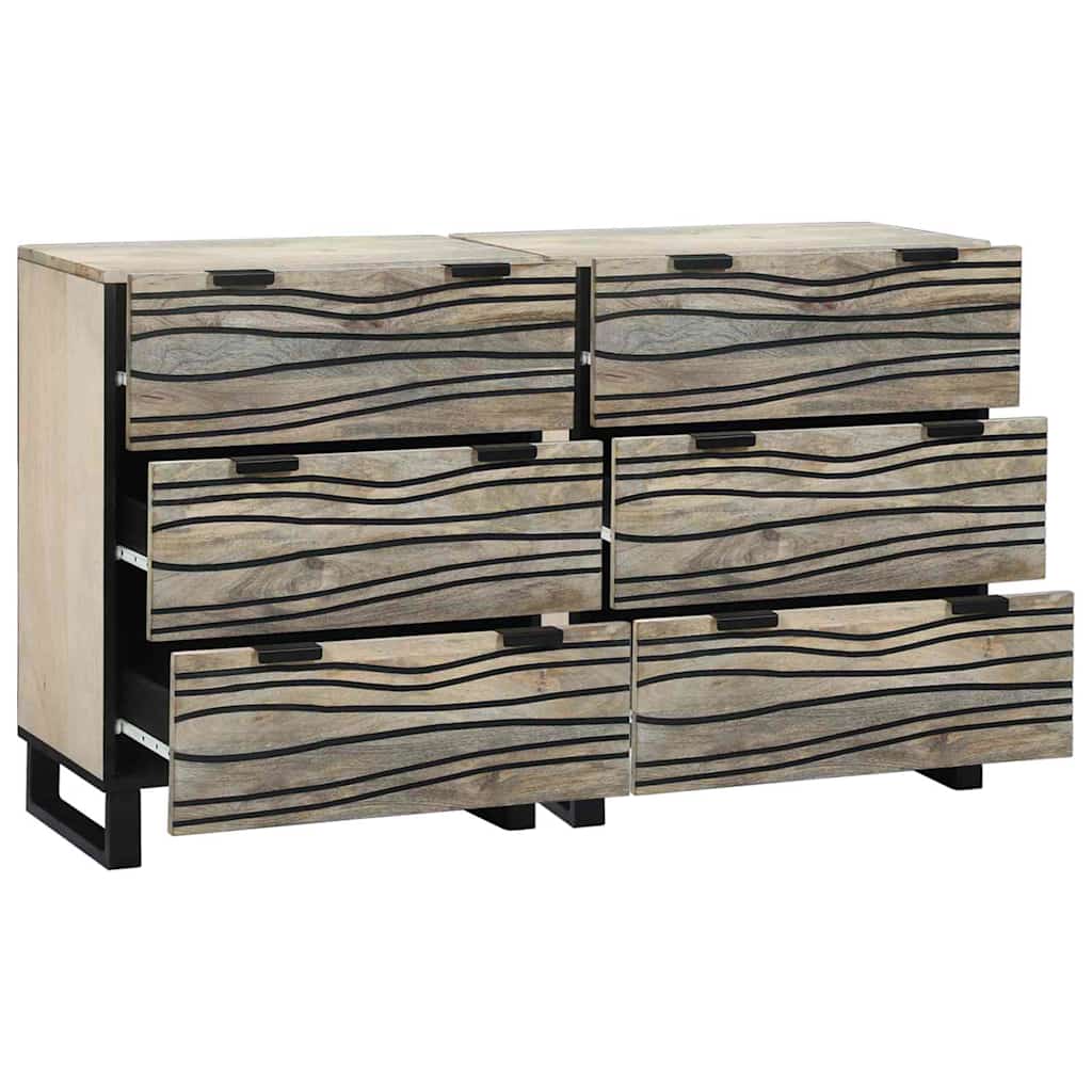 Sideboards 2 Pcs Hvid 60 X 33.5 X 75 Cm Massivt Mangotræ - Billede 2